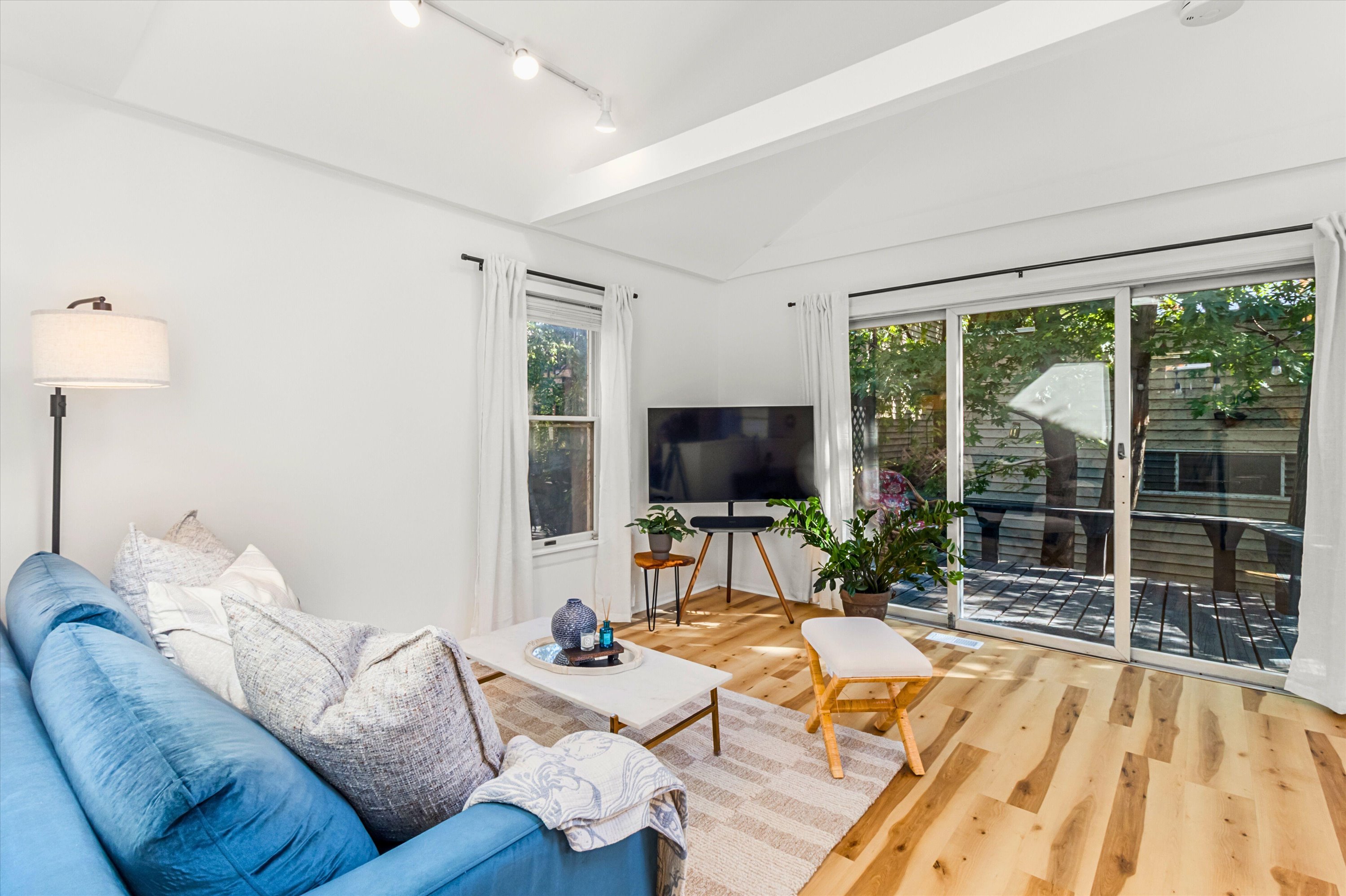 Living room with sliding patio doors
